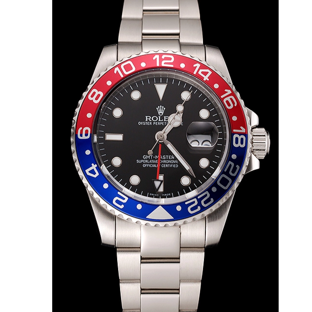 Best AAA Replica Sites Case Stainless GMT Steel Rolex Black Swiss Pepsi Dial And Bracelet II Master 1453751 Bezel 0817